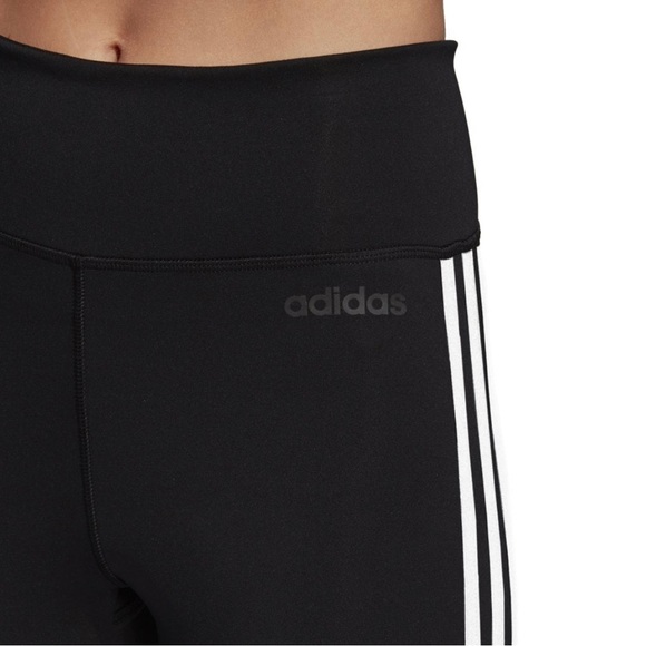 ADIDAS Women's Design 2 Move 3 Stripes 3/4 Tights Black and White Stripe Small - Picture 2 of 11